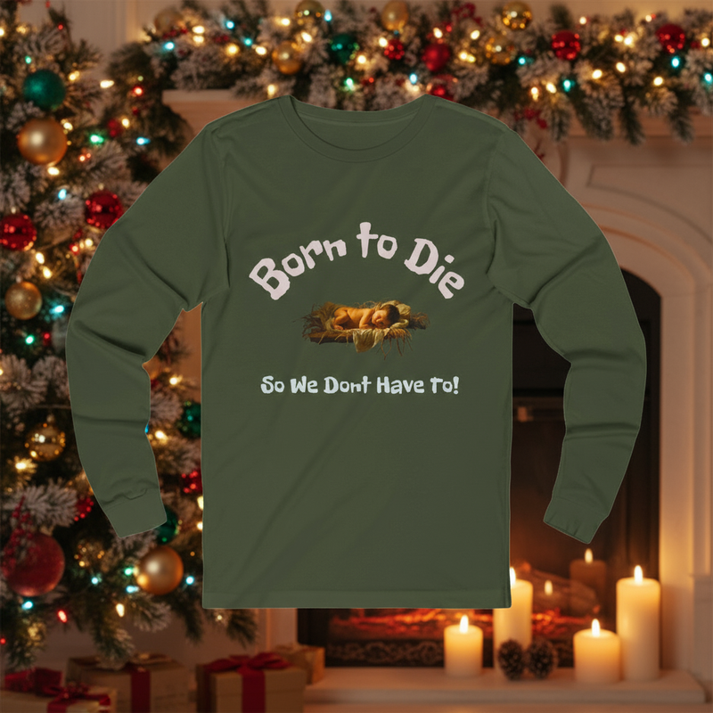 Green t-shirt with Christmas background
