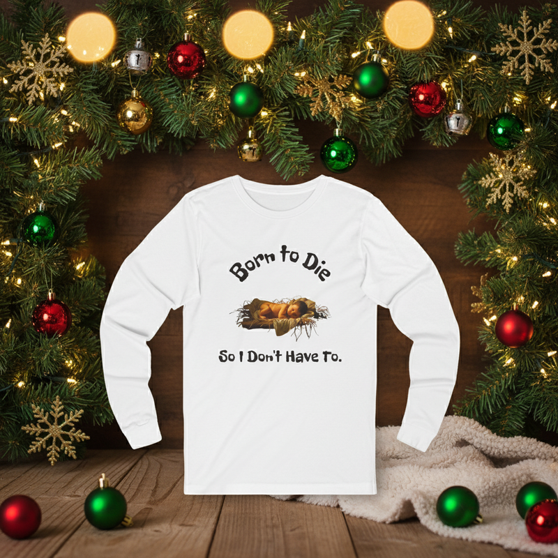 White t-shirt with Christmas background